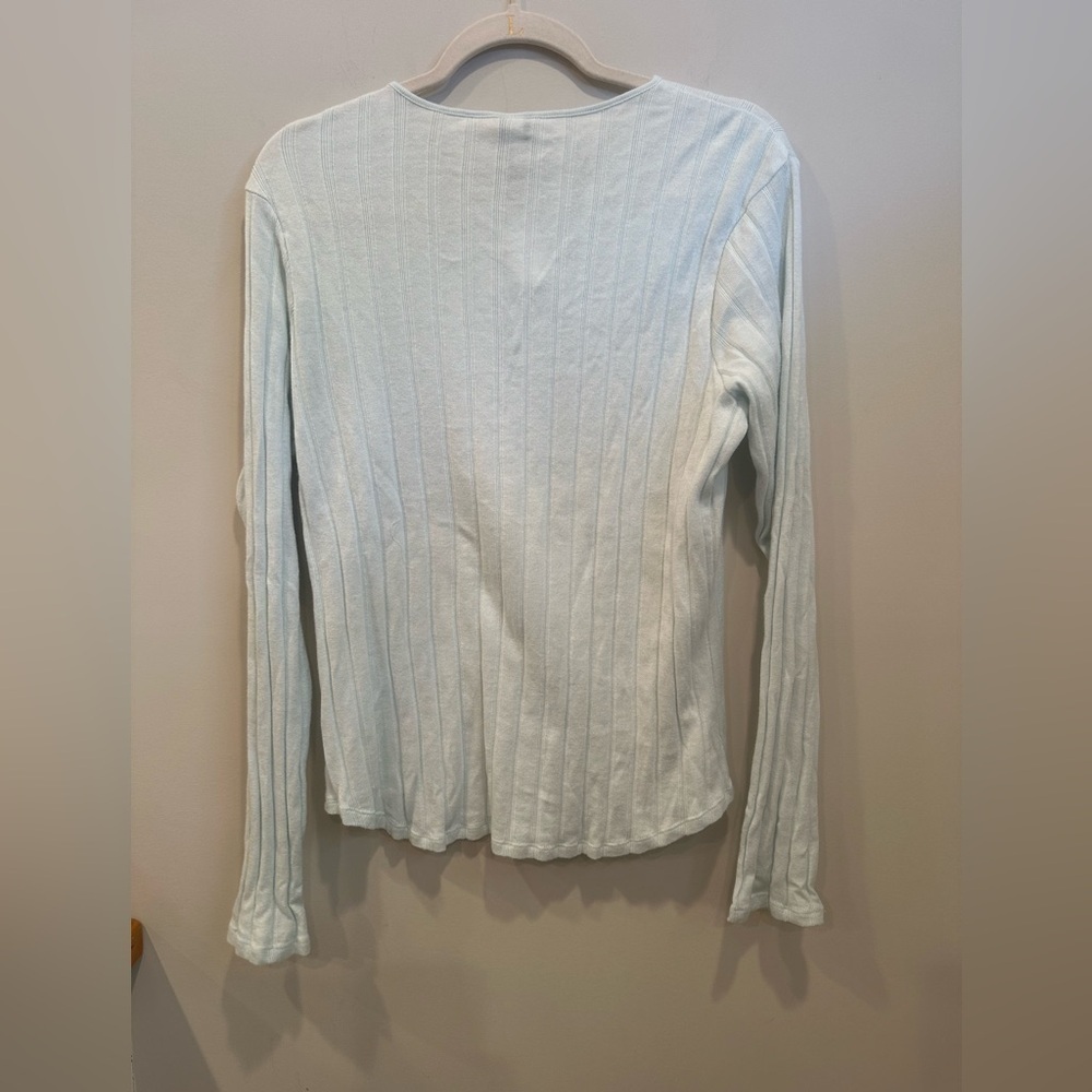 GAP Factory NWT Soft Blue Henley Shirt Ribbed Long Sleeve Pastel Casual Sz XL - Picture 2 of 9
